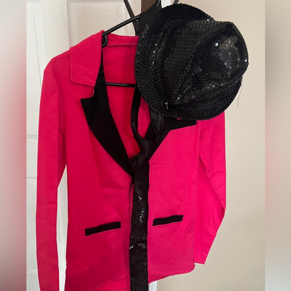 Blues Brothers Fun Fushcia Jacket, Hat, and Tie